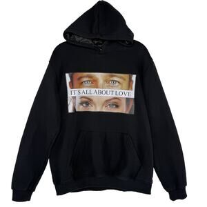 La Famiglia Hoodie XL Black Its All About Love Brad Pitt Angelina Jolie Eyes EUC
